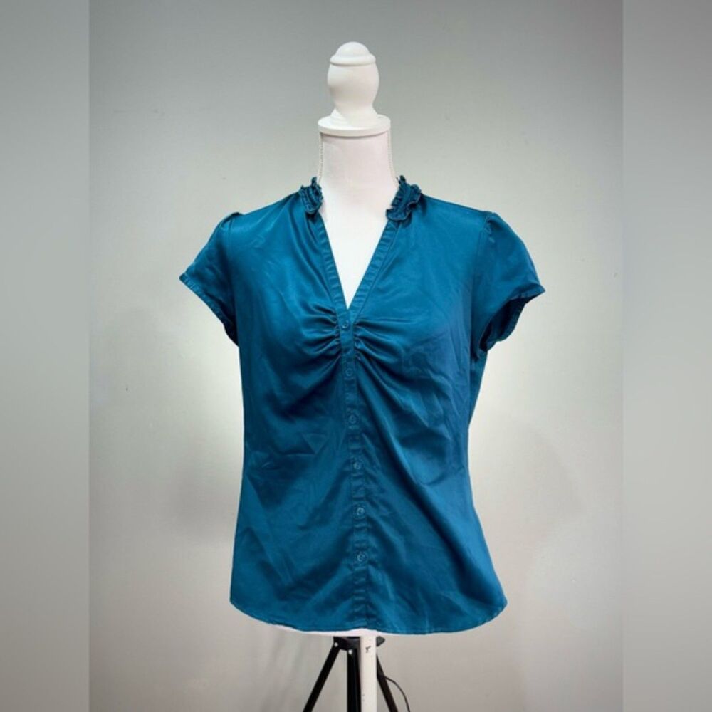 CLEAROUT! Blue Worthington Silky S/S Blouse Size 8 EUC